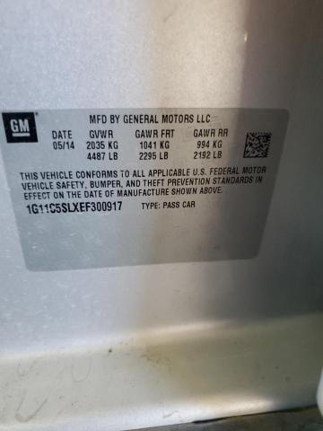 1G11C5SLXEF300917 - 2014 CHEVROLET MALIBU 1LT 银色 照片 12