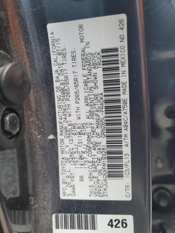 3TMJU4GNXFM193281 - 2015 TOYOTA TACOMA DOUBLE CAB PRERUNNER CHARCOAL photo 12