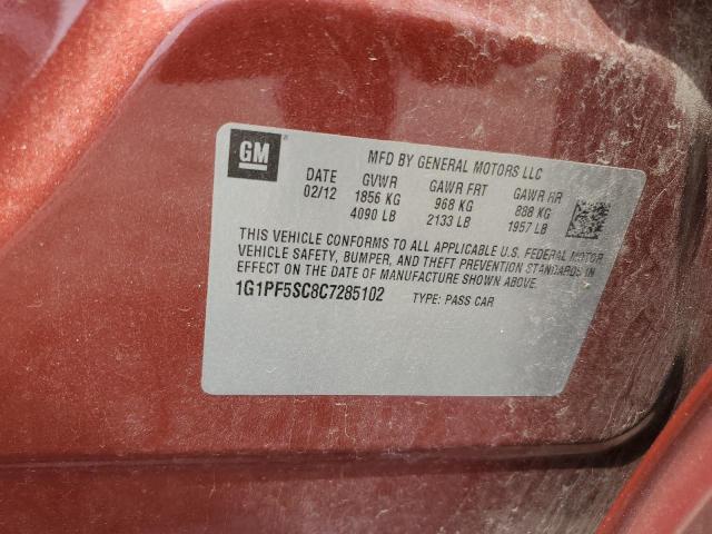 1G1PF5SC8C7285102 - 2012 CHEVROLET CRUZE LT 棕色 照片 12