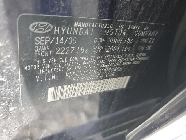 KMHDU4AD0AU889466 - 2010 HYUNDAI ELANTRA BLUE BLUE photo 13