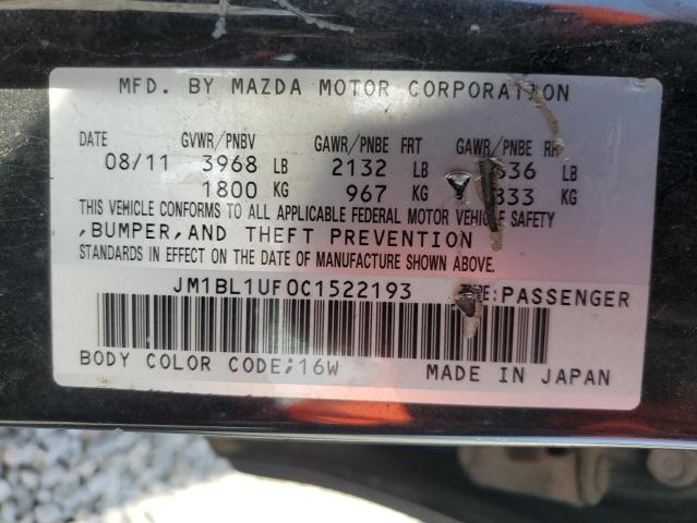 JM1BL1UF0C1522193 - 2012 MAZDA 3 I BLACK photo 12