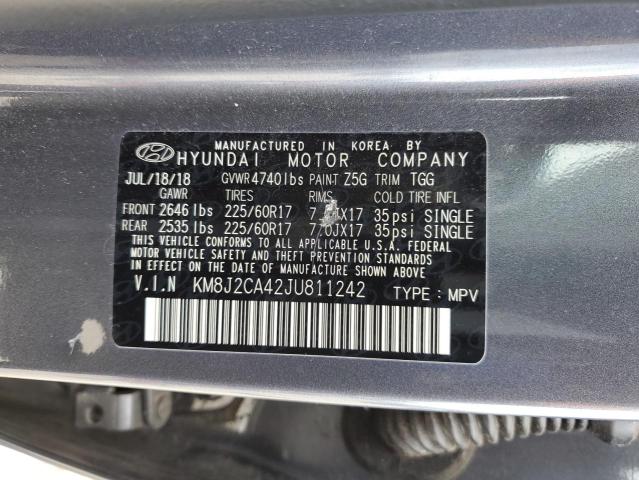 KM8J2CA42JU811242 - 2018 HYUNDAI TUCSON SE BLUE photo 12