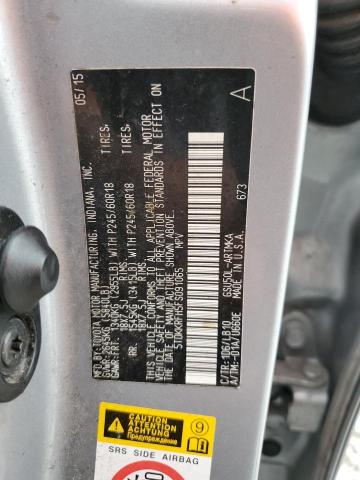 5TDKKRFH5FS091065 - 2015 TOYOTA HIGHLANDER XLE SILVER photo 14