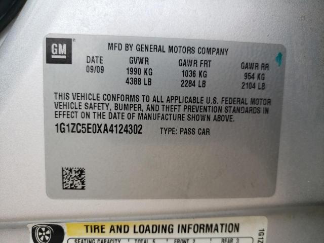 1G1ZC5E0XA4124302 - 2010 CHEVROLET MALIBU 1LT SILVER photo 12