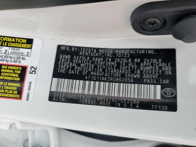 4T1G11AK2RU862056 - 2024 TOYOTA CAMRY SE NIGHT SHADE WHITE photo 12