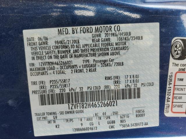 1ZVFT82H465266021 - 2006 FORD MUSTANG GT BLUE photo 13