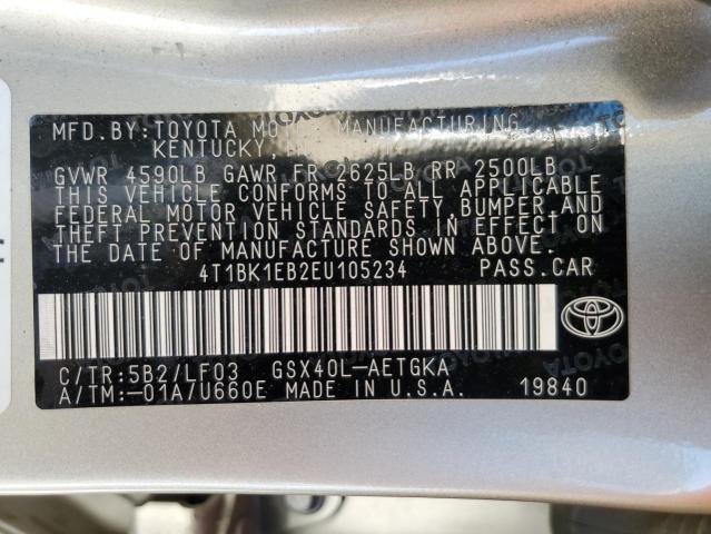 4T1BK1EB2EU105234 - 2014 TOYOTA AVALON BASE 金色 照片 13