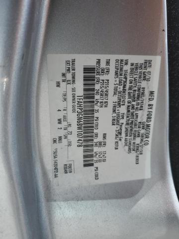 1FAHP3GN6BW107478 - 2011 FORD FOCUS SES SILVER photo 12