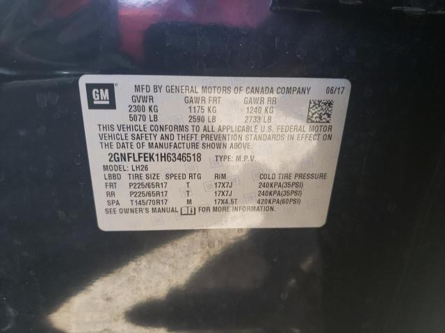 2GNFLFEK1H6346518 - 2017 CHEVROLET EQUINOX LT BLACK photo 13