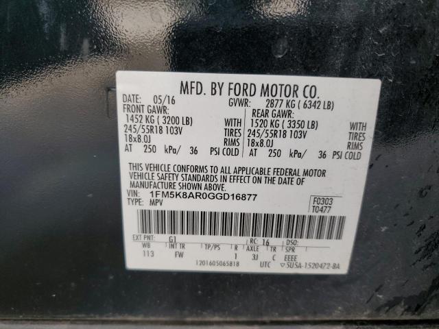 1FM5K8AR0GGD16877 - 2016 FORD EXPLORER POLICE INTERCEPTOR 黑色 照片 13