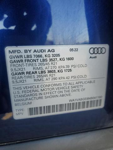 WA1VABGE8NB041160 - 2022 AUDI E-TRON CHRONOS BLUE photo 14