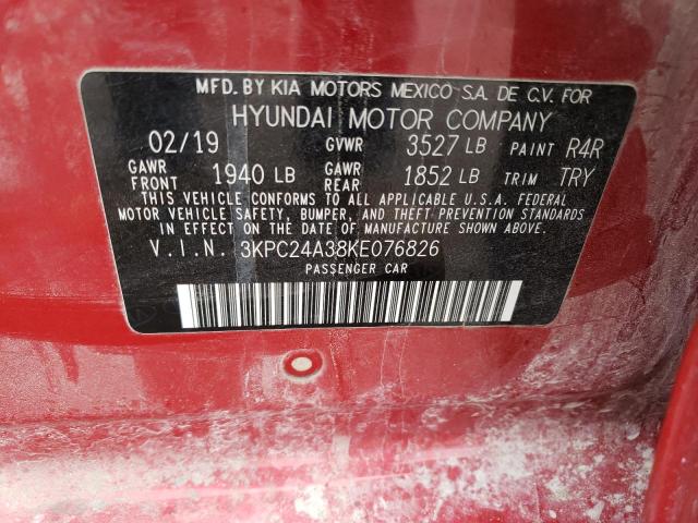 3KPC24A38KE076826 - 2019 HYUNDAI ACCENT SE RED photo 12