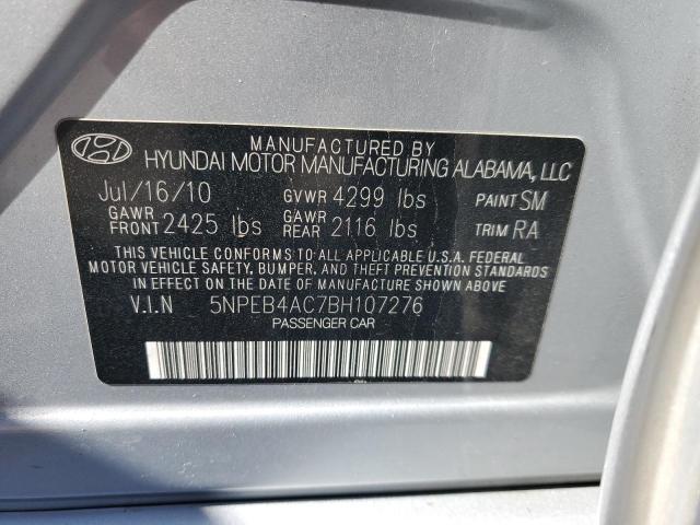 5NPEB4AC7BH107276 - 2011 HYUNDAI SONATA GLS SILVER photo 12