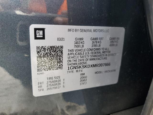 1GNSKSKDXMR307666 - 2021 CHEVROLET TAHOE K1500 PREMIER GRAY photo 13