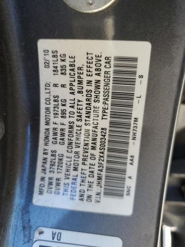 JHMFA3F2XAS003428 - 2010 HONDA CIVIC HYBRID GRAY photo 12