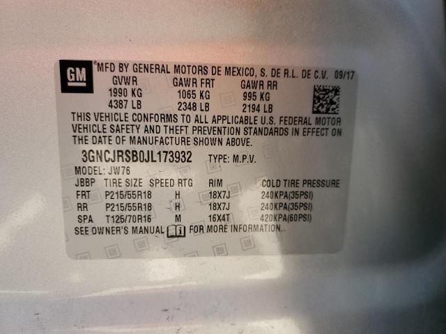 3GNCJRSB0JL173932 - 2018 CHEVROLET TRAX PREMIER SILVER photo 14