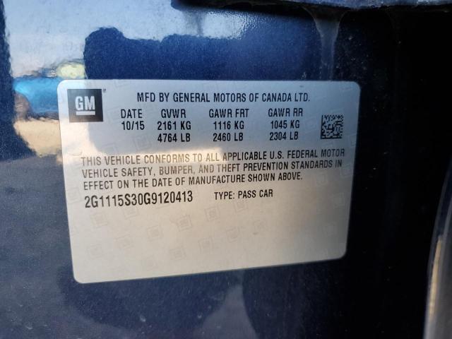 2G1115S30G9120413 - 2016 CHEVROLET IMPALA LT BLUE photo 12