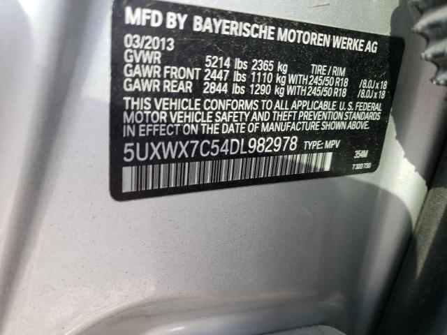 5UXWX7C54DL982978 - 2013 BMW X3 XDRIVE35I SILVER photo 13