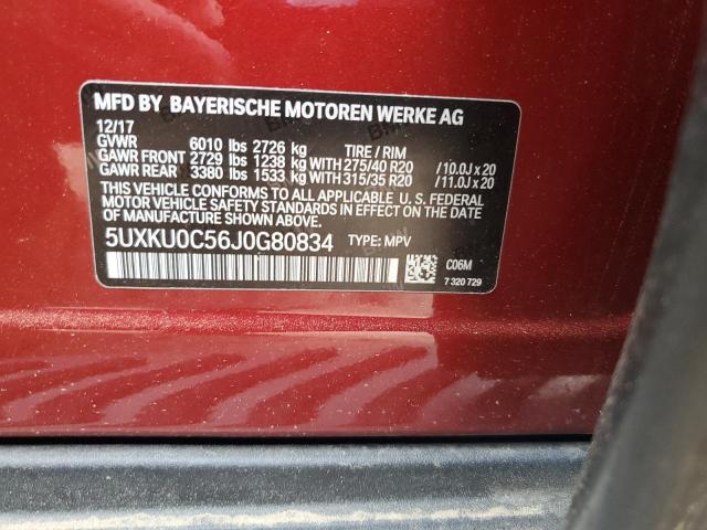 5UXKU0C56J0G80834 - 2018 BMW X6 SDRIVE35I RED photo 13
