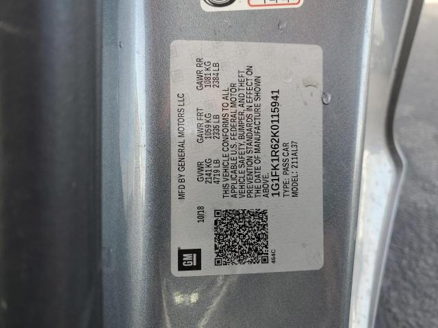 1G1FK1R62K0115941 - 2019 CHEVROLET CAMARO ZL1 GRAY photo 12