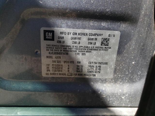 KL4CJBSB4EB744789 - 2014 BUICK ENCORE CONVENIENCE CHARCOAL photo 12