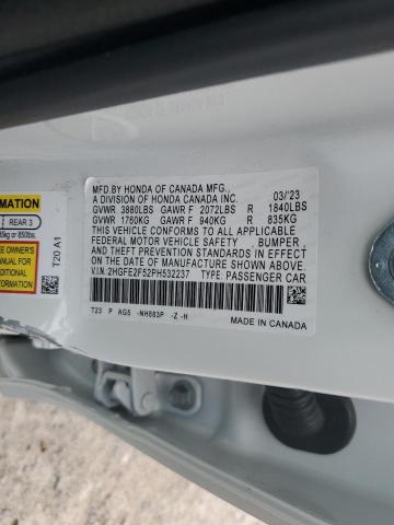 2HGFE2F52PH532237 - 2023 HONDA CIVIC SPORT 白色 照片 12