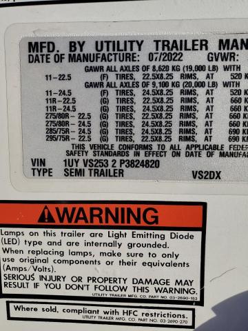 1UYVS2532P3824820 - 2023 UTILITY TRAILER WHITE photo 10
