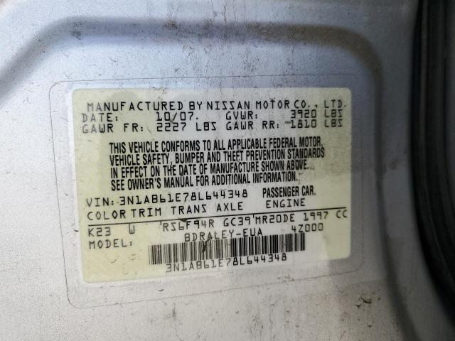 3N1AB61E78L644348 - 2008 NISSAN SENTRA 2.0 SILVER photo 12