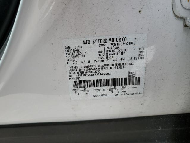 1FM5K8AB6RGA27282 - 2024 FORD EXPLORER POLICE INTERCEPTOR 白色 照片 13