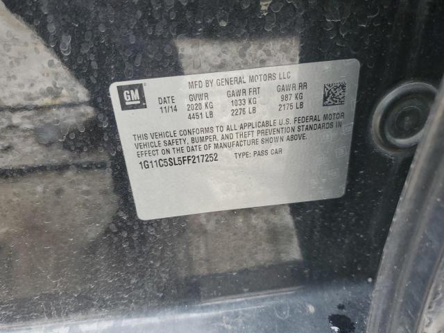1G11C5SL5FF217252 - 2015 CHEVROLET MALIBU 1LT BLACK photo 12