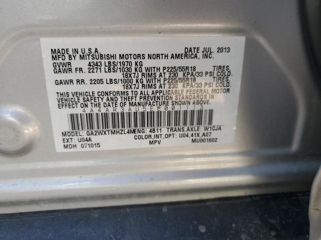 4A4AR3AU5EE001113 - 2014 MITSUBISHI OUTLANDER ES SILVER photo 14