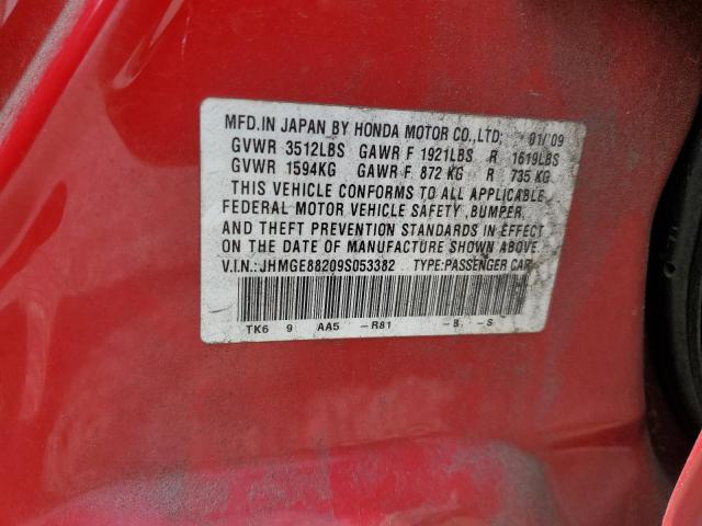 JHMGE88209S053382 - 2009 HONDA FIT RED photo 12