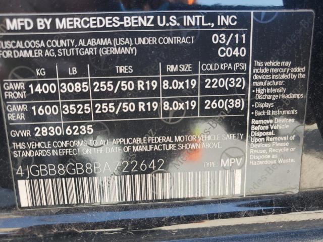 4JGBB8GB8BA722642 - 2011 MERCEDES-BENZ ML 350 4MATIC BLACK photo 14