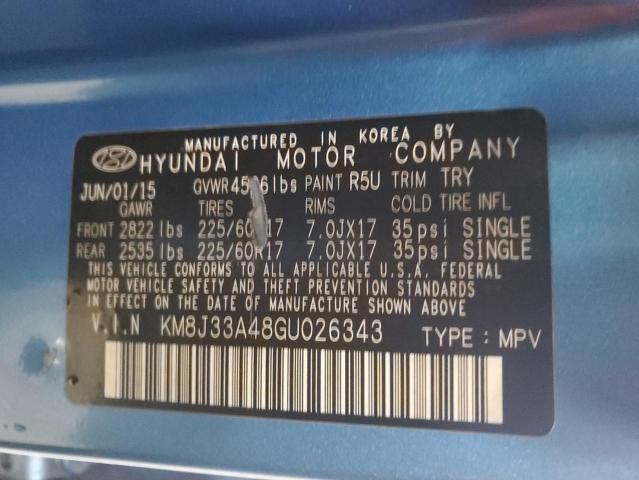 KM8J33A48GU026343 - 2016 HYUNDAI TUCSON LIMITED BLUE photo 13