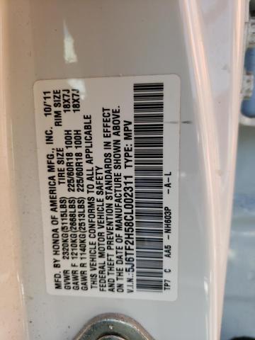 5J6TF2H58CL002311 - 2012 HONDA CROSSTOUR EXL თეთრი ფოტო 13