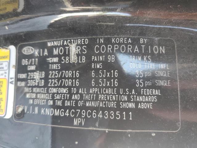 KNDMG4C79C6433511 - 2012 KIA SEDONA LX BLACK photo 13