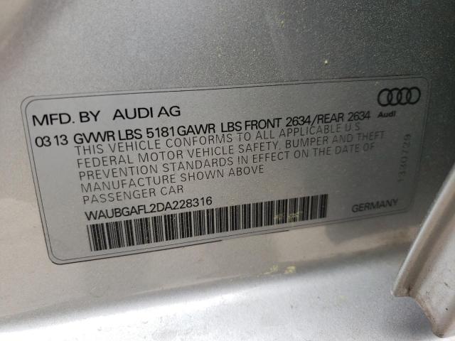 WAUBGAFL2DA228316 - 2013 AUDI S4 PREMIUM PLUS SILVER photo 12