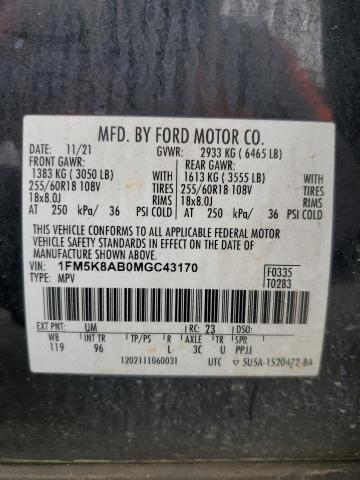 1FM5K8AB0MGC43170 - 2021 FORD EXPLORER POLICE INTERCEPTOR 黑色 照片 13