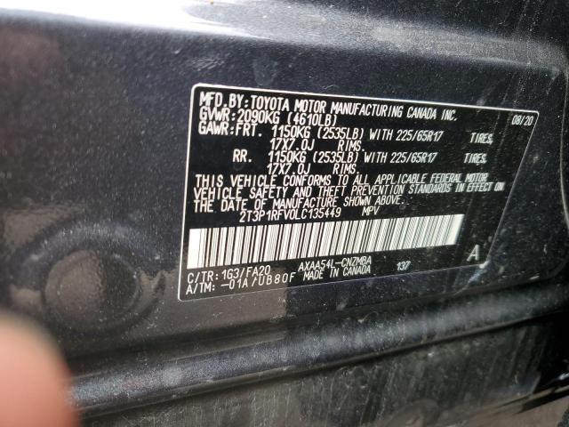 2T3P1RFV0LC135449 - 2020 TOYOTA RAV4 XLE GRAY photo 13