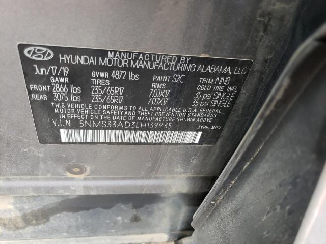 5NMS33AD3LH139935 - 2020 HYUNDAI SANTA FE SEL CHARCOAL photo 13