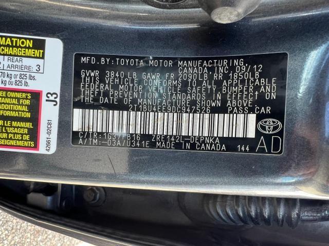 2T1BU4EE9DC947526 - 2013 TOYOTA COROLLA BASE GRAY photo 10