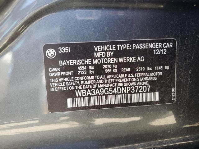 WBA3A9G54DNP37207 - 2013 BMW 3 SERIES I ნაცრისფერი ფოტო 12