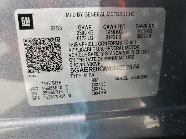 5GAERBKW4JJ212874 - 2018 BUICK ENCLAVE ESSENCE 灰色 照片 13