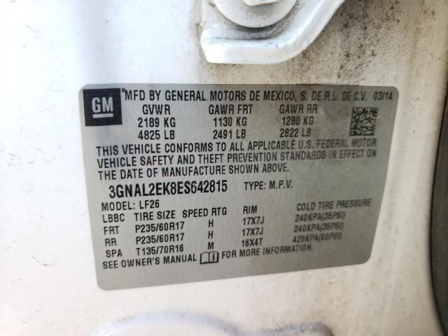 3GNAL2EK8ES642815 - 2014 CHEVROLET CAPTIVA LS 白色 照片 10