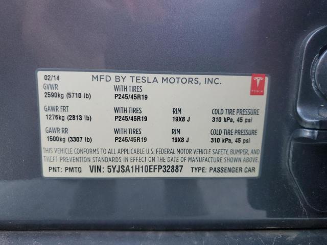 5YJSA1H10EFP32887 - 2014 TESLA MODEL S CHARCOAL photo 12