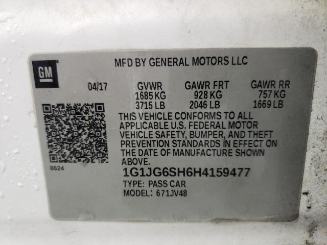 1G1JG6SH6H4159477 - 2017 CHEVROLET SONIC WHITE photo 13