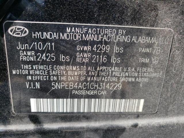 5NPEB4AC1CH314229 - 2012 HYUNDAI SONATA GLS GRAY photo 13