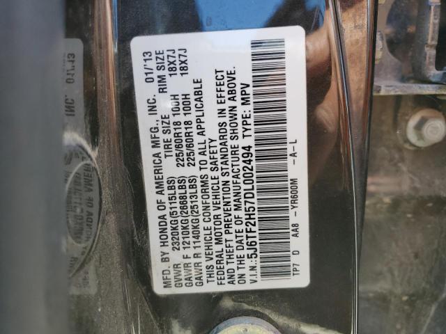 5J6TF2H57DL002494 - 2013 HONDA CROSSTOUR EXL შავი ფოტო 13