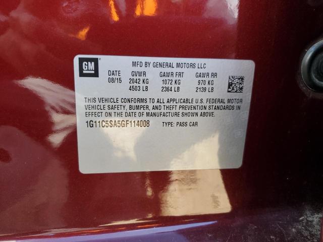 1G11C5SA5GF114008 - 2016 CHEVROLET MALIBU LIM LT 红色 照片 12