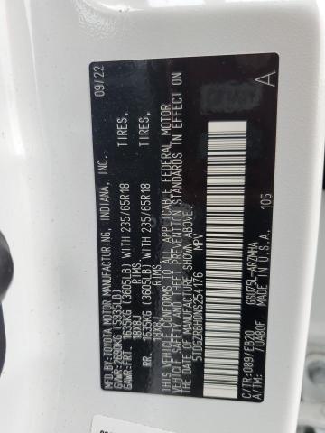 5TDGZRBH0NS254176 - 2022 TOYOTA HIGHLANDER XLE WHITE photo 14